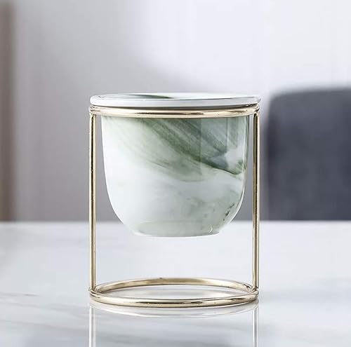 Miniatura 5 de J&J Maceta de cerámica para suculentas, 3 pulgadas, mini cactus para plantas de interior, contenedor de jardín, soporte de metal, decoración de