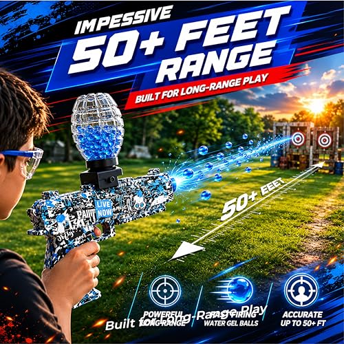 Image of Lifelong Electric Gel Blaster Gun for 14+ Years | 1200mAh Rechargeable Battery & 50+ Ft Firing Range | Easy to Assemble & BIS Certified | High-Speed Electric Firing with Water Gel Balls (LLCEDG02)