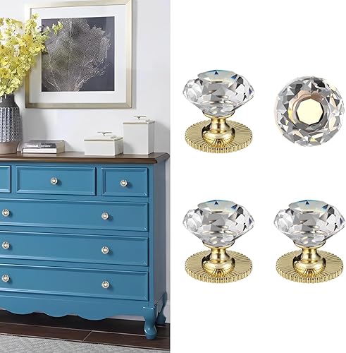 Pomos de cristal autoadhesivos para gabinete de espejo, manija adhesiva para tocador, cajón, armario, pomos de cristal adhesivos en forma de