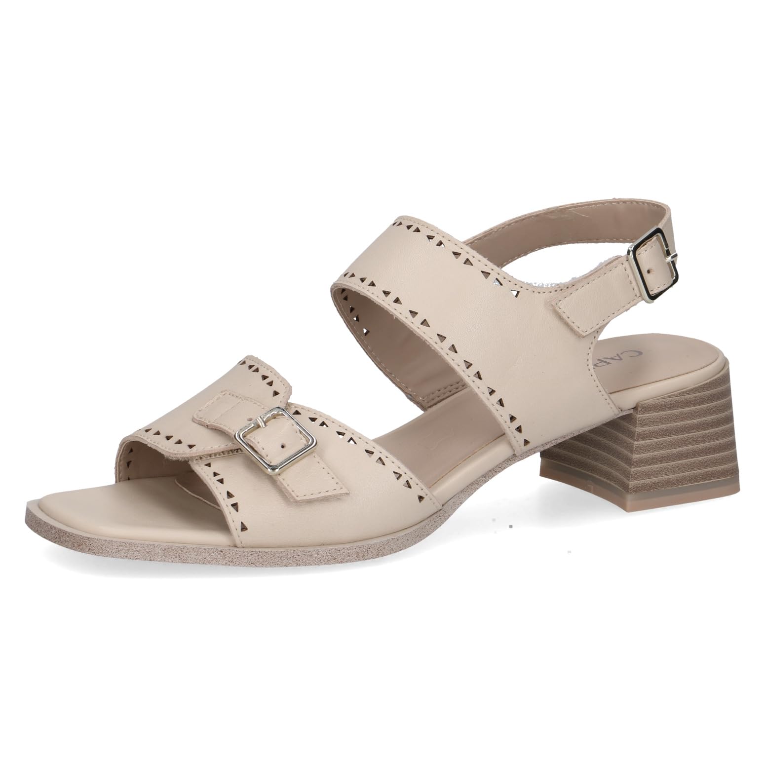 Caprice women's heeled sandal in leather, White (OFFWHITE NAPPA), 7.5 UK