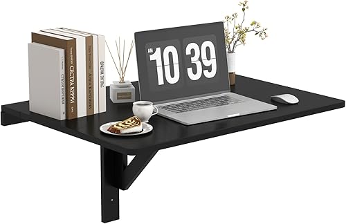 Miniatura 11 de Escritorio plegable montado en la pared, mesa plegable de hojas abatibles, escritorio flotante de madera para lavandería, mesa plegable para