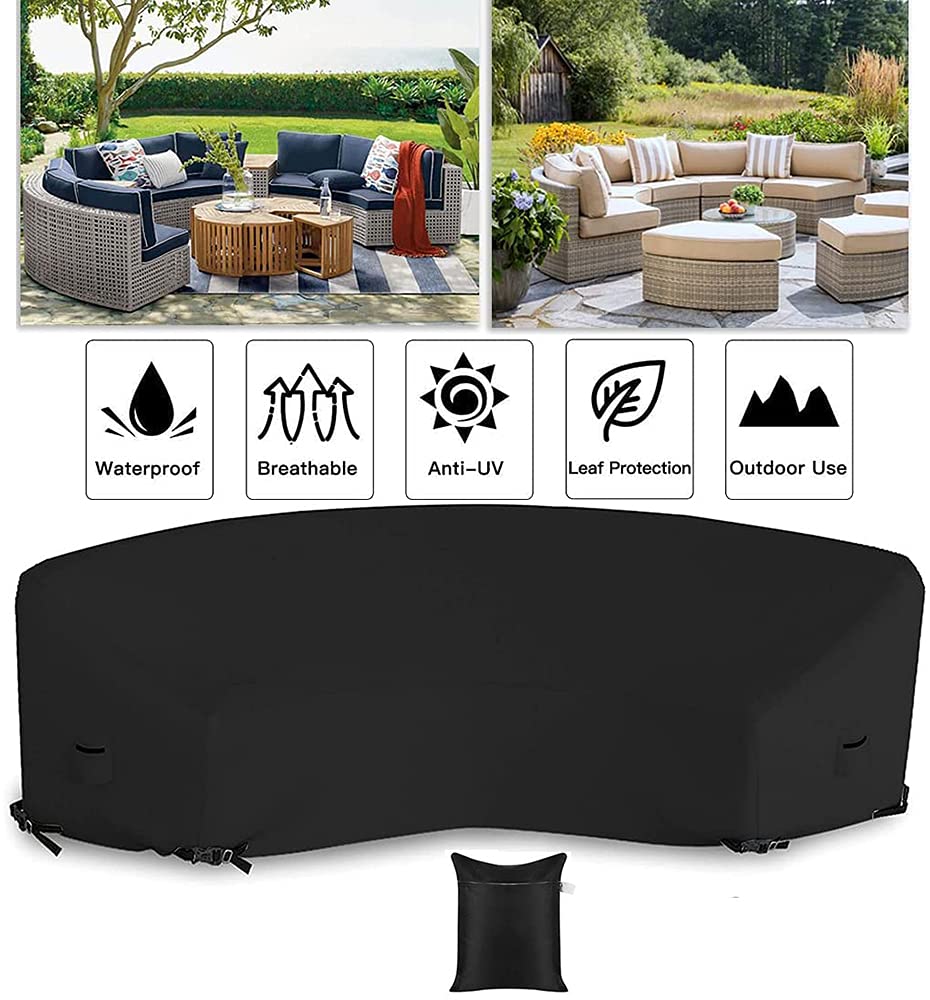 Fundas protectoras de sofá curvadas seccionales para patio 420D Oxford impermeables al aire libre jardín seccional curvo sofá cubierta para sofá de media luna