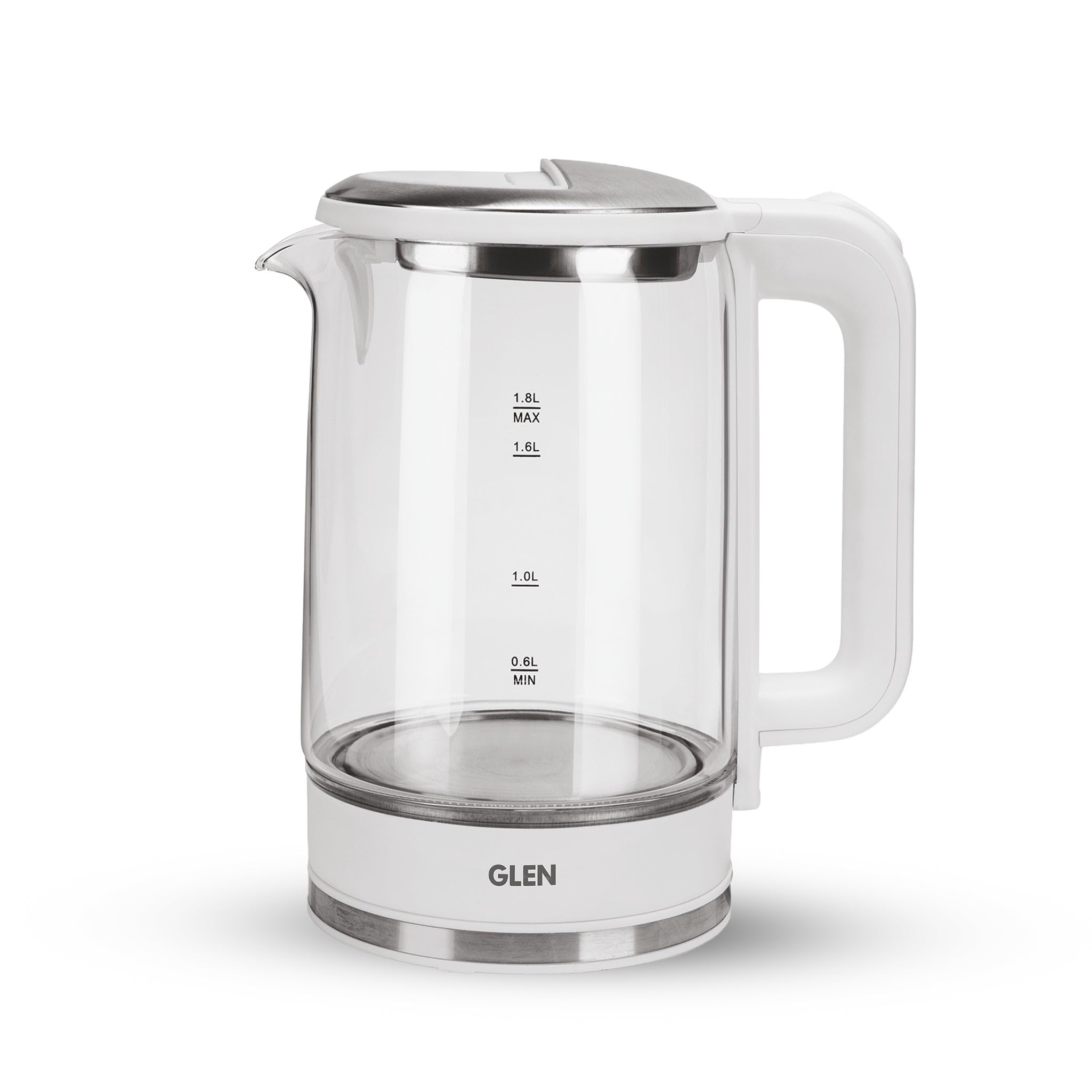 Glen Electric Glass Tea Kettle 1.8 Litre with 360° Rotational Base, Auto Shut-off, 1500W - White/Black (SA-9001)-image-48