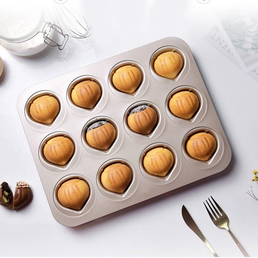 Wudaizhi Pan À Gâteau De Châtaignier 3D Moule De Boulangerie Antiadhésive Madeleine Pan 12 Cavités Madeleine Câle De Châtaignier Pan De Décoration Pan De Desserts