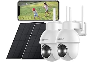 Syncwire Solar Security Cameras Outdoor Wireless, 2 Pack, 2K Pan Tilt 360° Night Vision