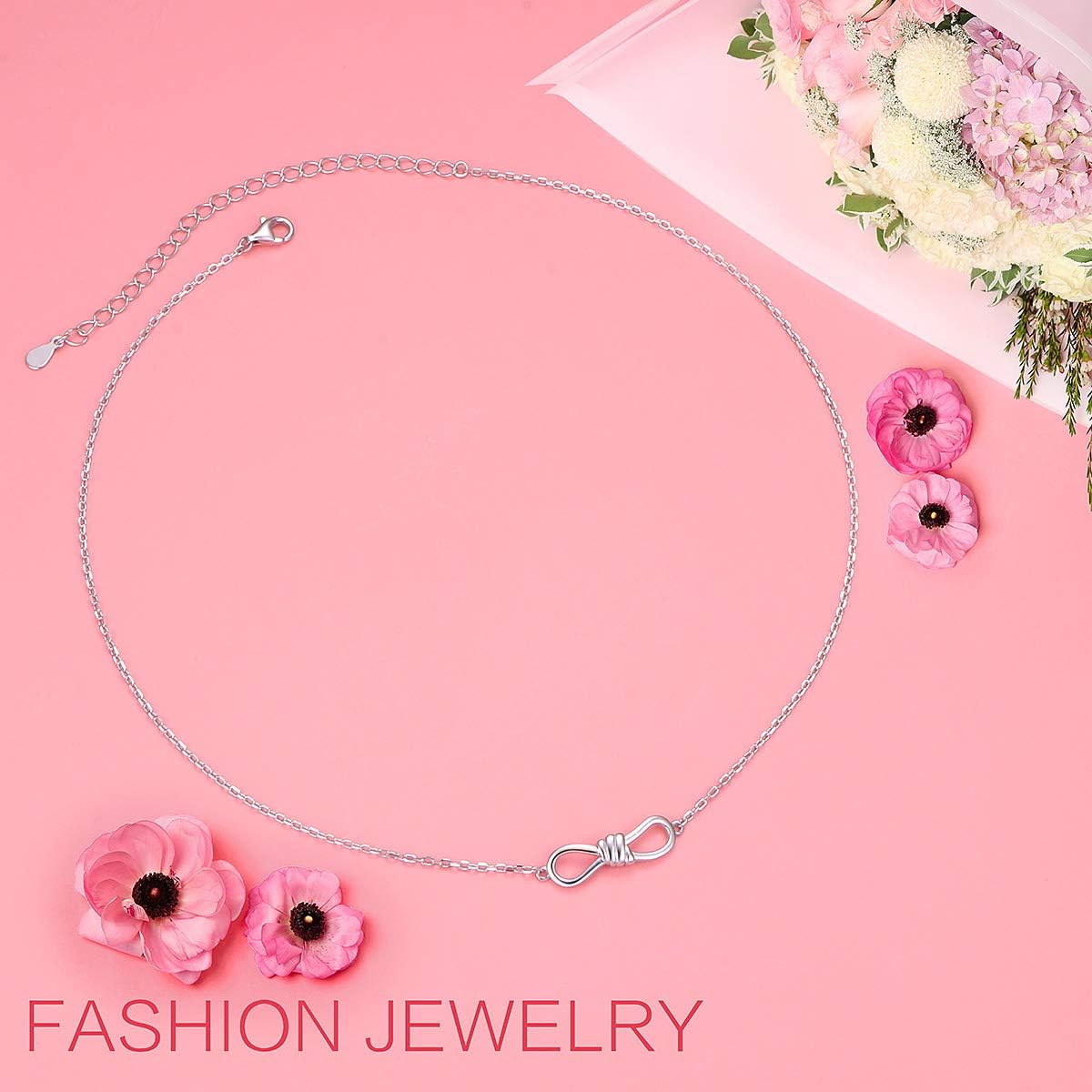 DAOCHONG S925 Sterling Silver Knot Choker Short Dainty Infinity Necklace Pendant for Women Jewelry - Image 3