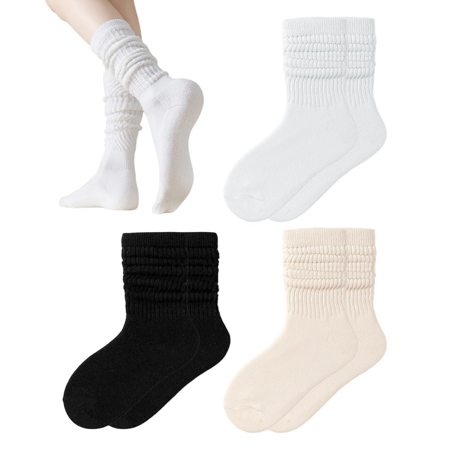 CQQNIU 3 Pairs Of Stockings, Thermal Socks, Knitted Women’S Socks, Simple Design Socks, Elastic Women’S Socks