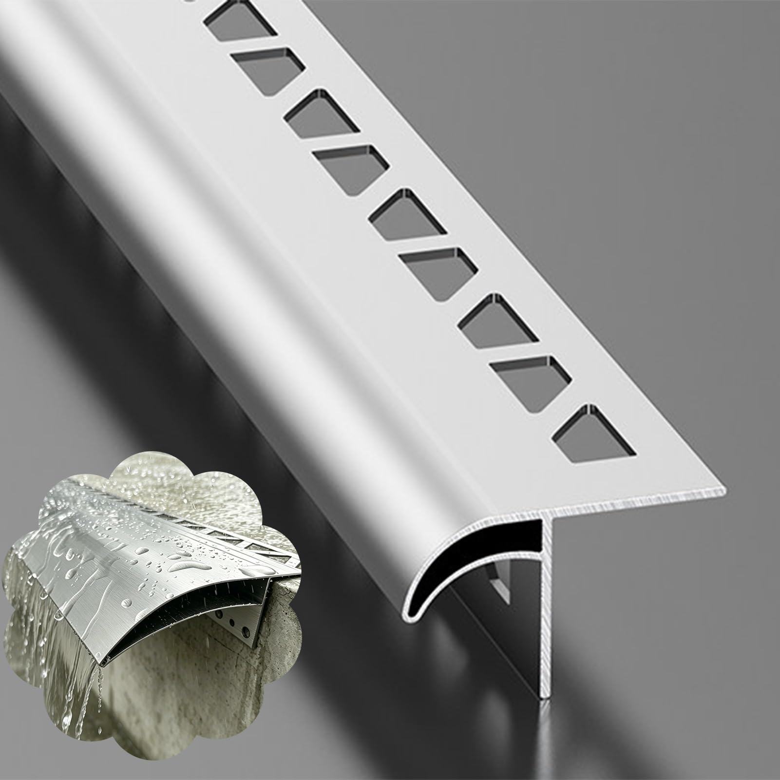 Perfil Goteron Exterior Deflector de Lluvia de Aluminio para Aleros, Perfil de Borde de Goteo Resistente, Desvía El Agua de Lluvia En Exteriores y Evita La Humedad.(W19mm/0.7in,3pack)