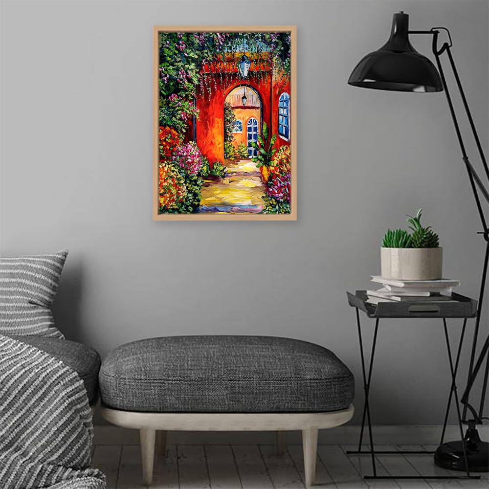 VERRE ART Printed Framed Canvas Painting for Home Decor Office Wall Studio Wall Living Room Decoration (14x22inch Wooden Floater) - Archway Garden