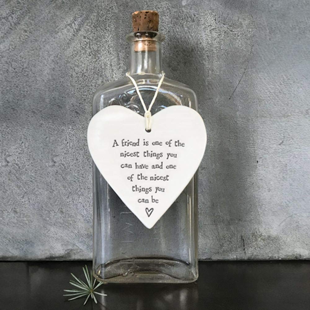 East Of India Isolation Gift Porcelain Hanging Heart 'A Friend Is One Of..', Porcelain Gift, Hanging Decoration, Wedding Gift, Porcelain Heart, Friendship