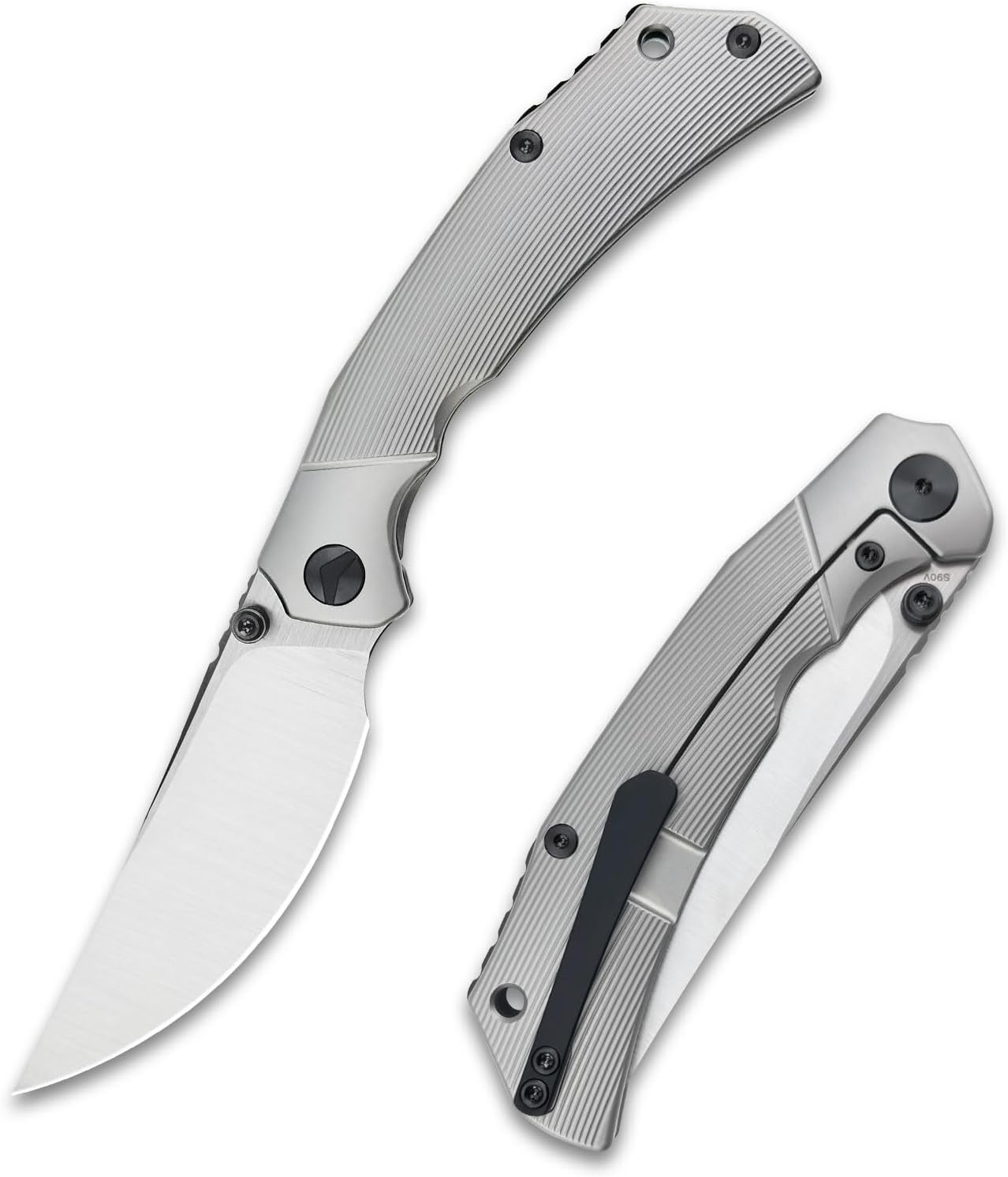 Reaver Titanium Pocket Knife, 3.82'' S90V Blade Titanium Handle Frame Lock Folding Pocket Knives, EDC Knife Gift for Men Women Outdoor Camping, Hiking, Fishing (Bead Blast & Black)