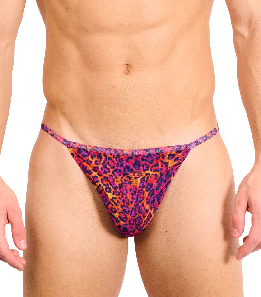 Kiniki Men's Tan Through Swim Tanga Swimwear - Hot Leopard