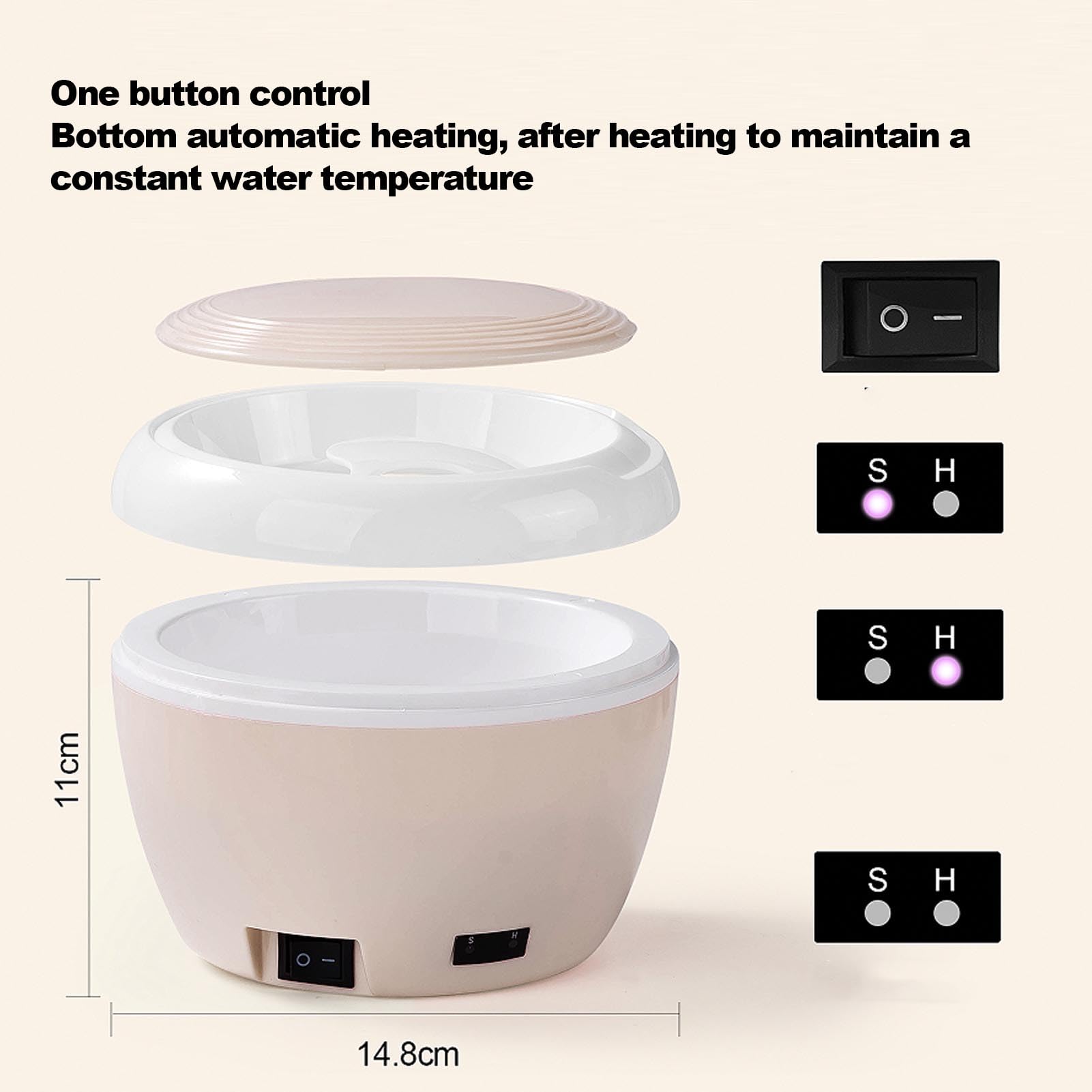 Tazón Eléctrico de Siembra de Uñas, Tazón Gel con Calefacción para Quitar las Uñas con para un Salón Casero (Enchufe de la UE)