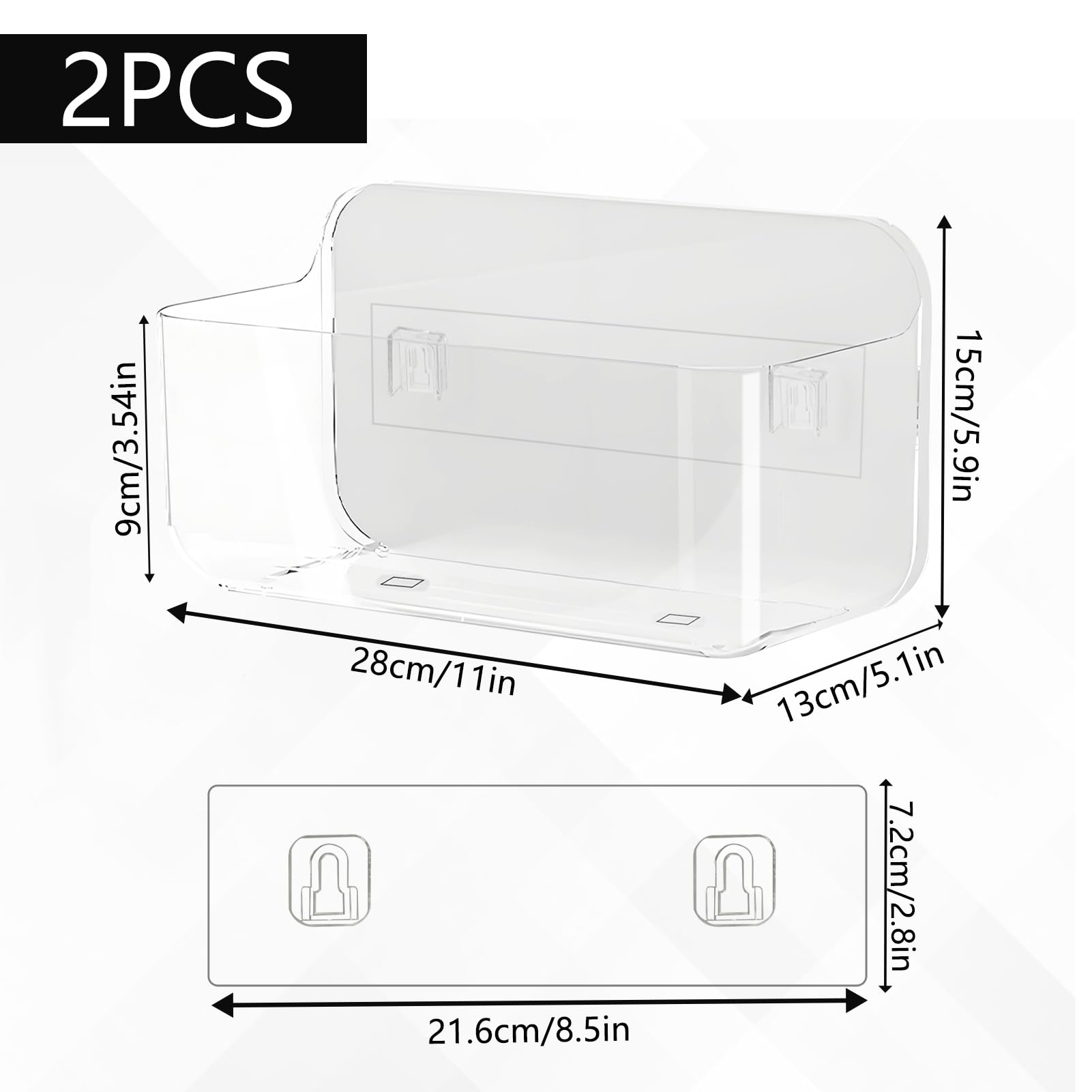 CIEOVO 2 Piece Large Bath Toy Storage Holder for Tub, Clear Bath Toy Organizer Bathtub Toy Holder for Easy Access and Sorting Bathroom Toys Toiletries