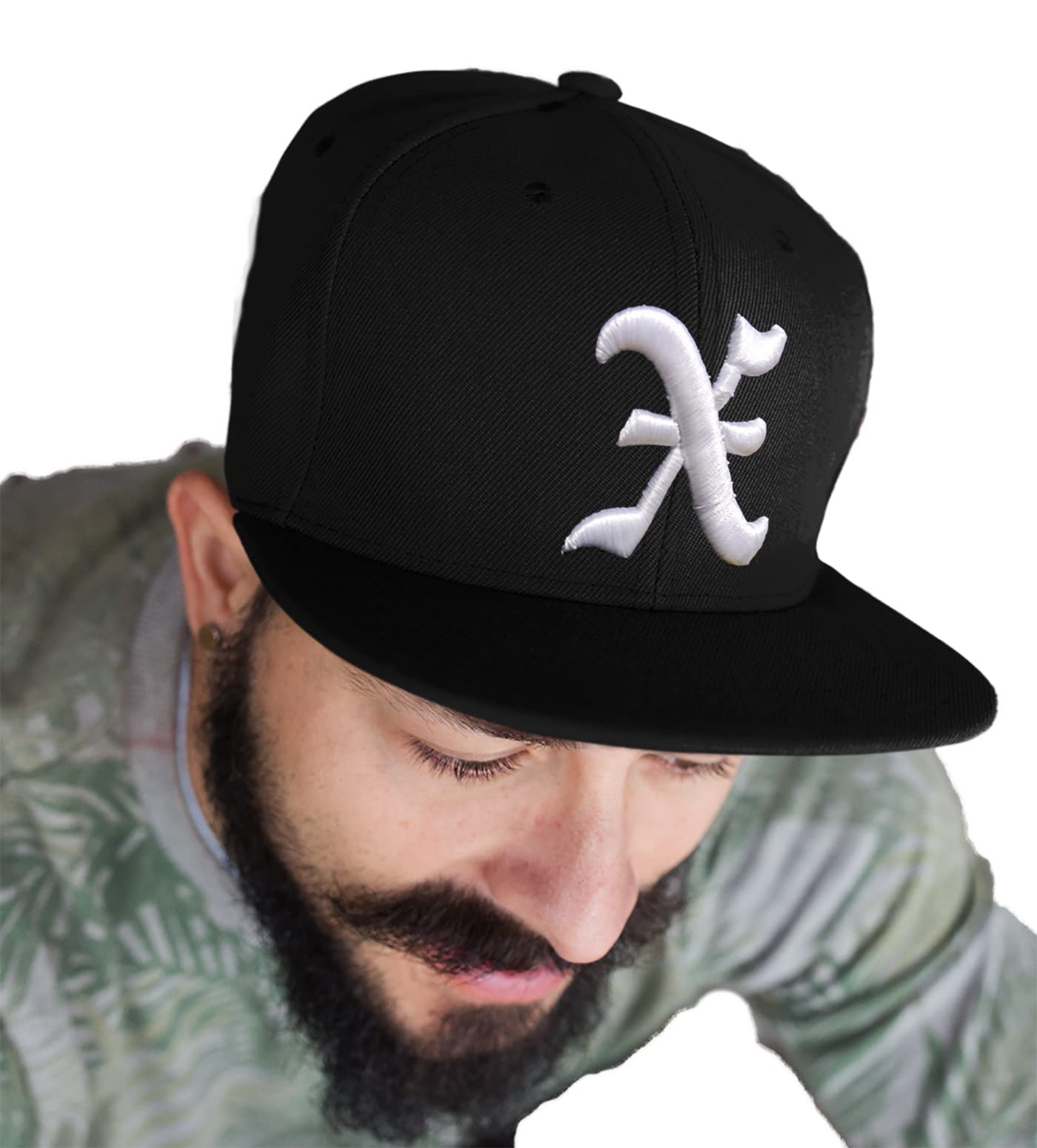 4Sold 1976 Men's X 4Sold Snapback Hat With Raised 3D Embroidery Letter 5 Panel Baseball Cap Hip-Hop Cap Hat Headwear (X)