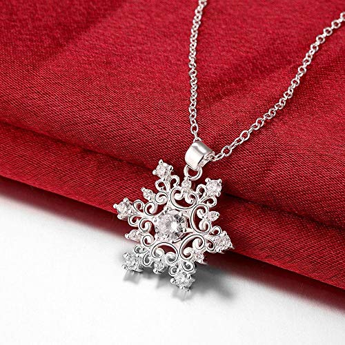 Collier fin flocon de neige en argent 925 et strass brillants