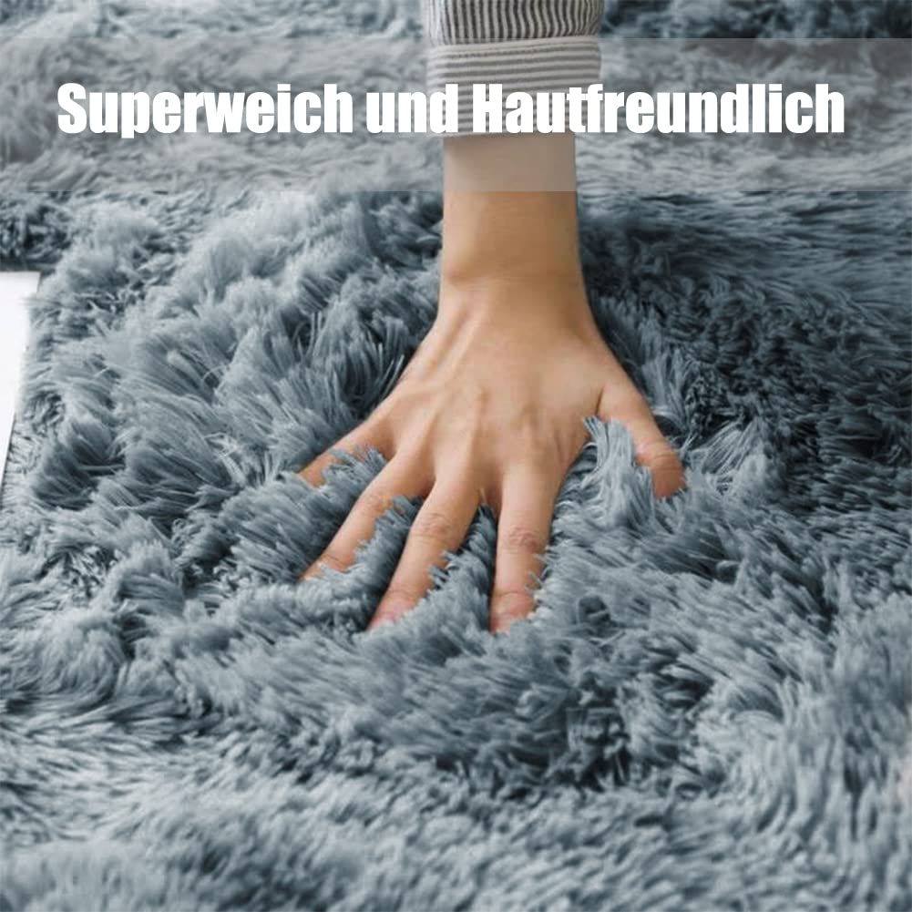 Tappeto Soggiorno Super Morbido - Tappeti Shaggy Soffice Lato Lavabile - Moderno Tappeto Inferiore Antiscivolo a Pelo Lungo Tappeti a Pelo Lungo 150 x 240CM, Grigio argento