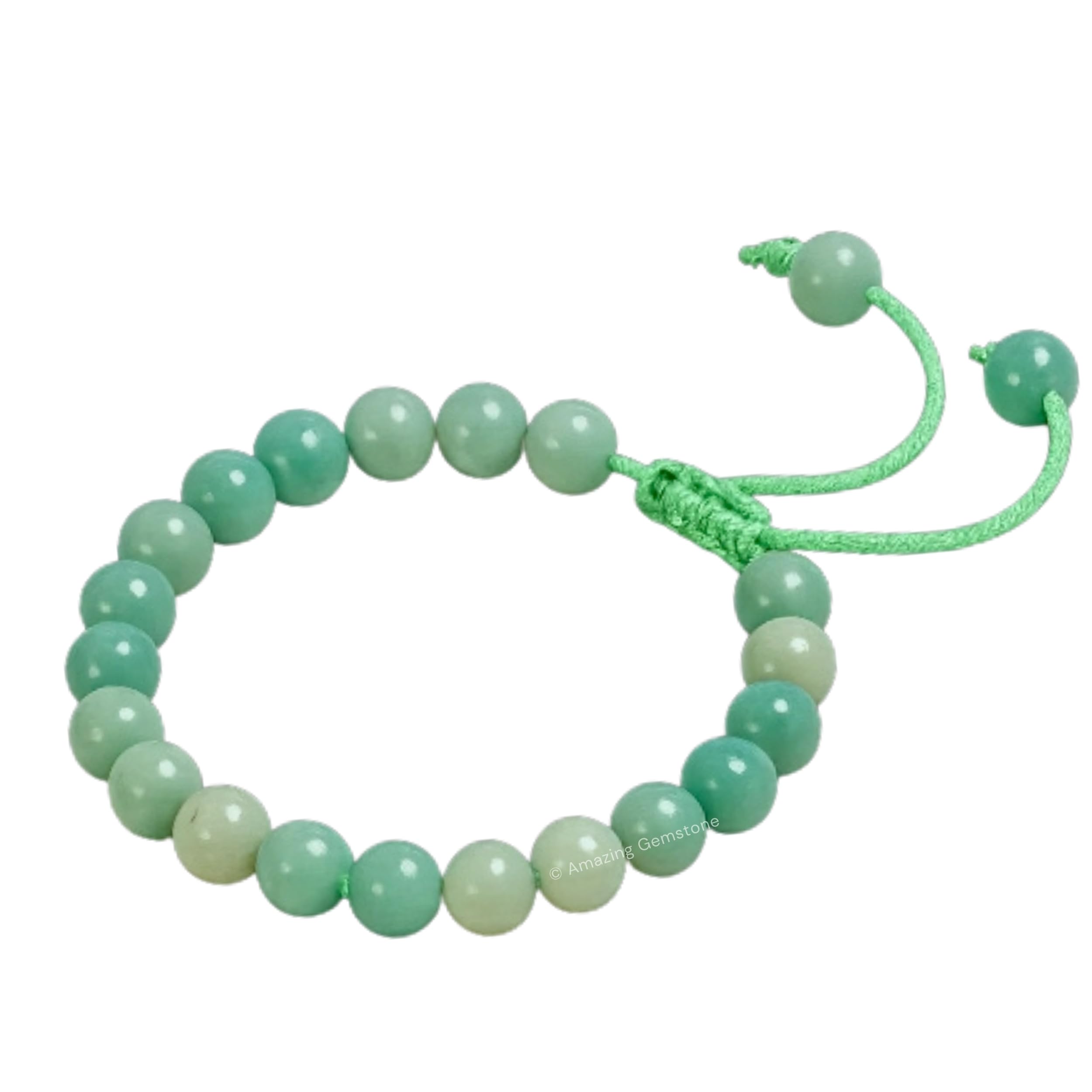 Bracelet en Amazonite – Bracelet en cristal de guérison pour femmes et hommes, pierre précieuse naturelle – Cadeau idéal pour l'équilibre et la guérison des chakras (réglable)