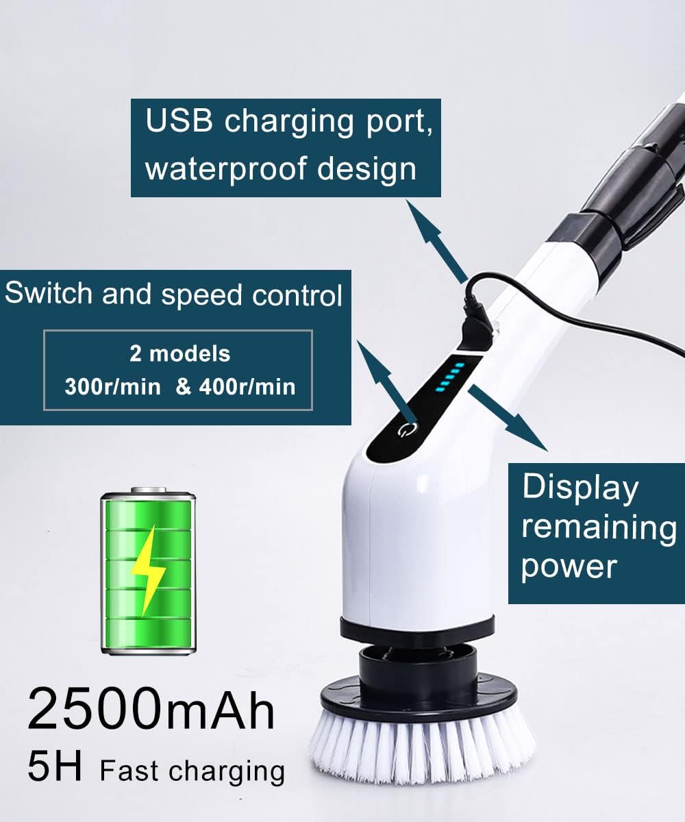 Electric Spin Scrubber for Cleaning Bathroom: Cordless Power Shower Scrubber Cleaner Brush for Tub and Tile Bathtub Toilet Floor Window Scrub Tool Household Supplier