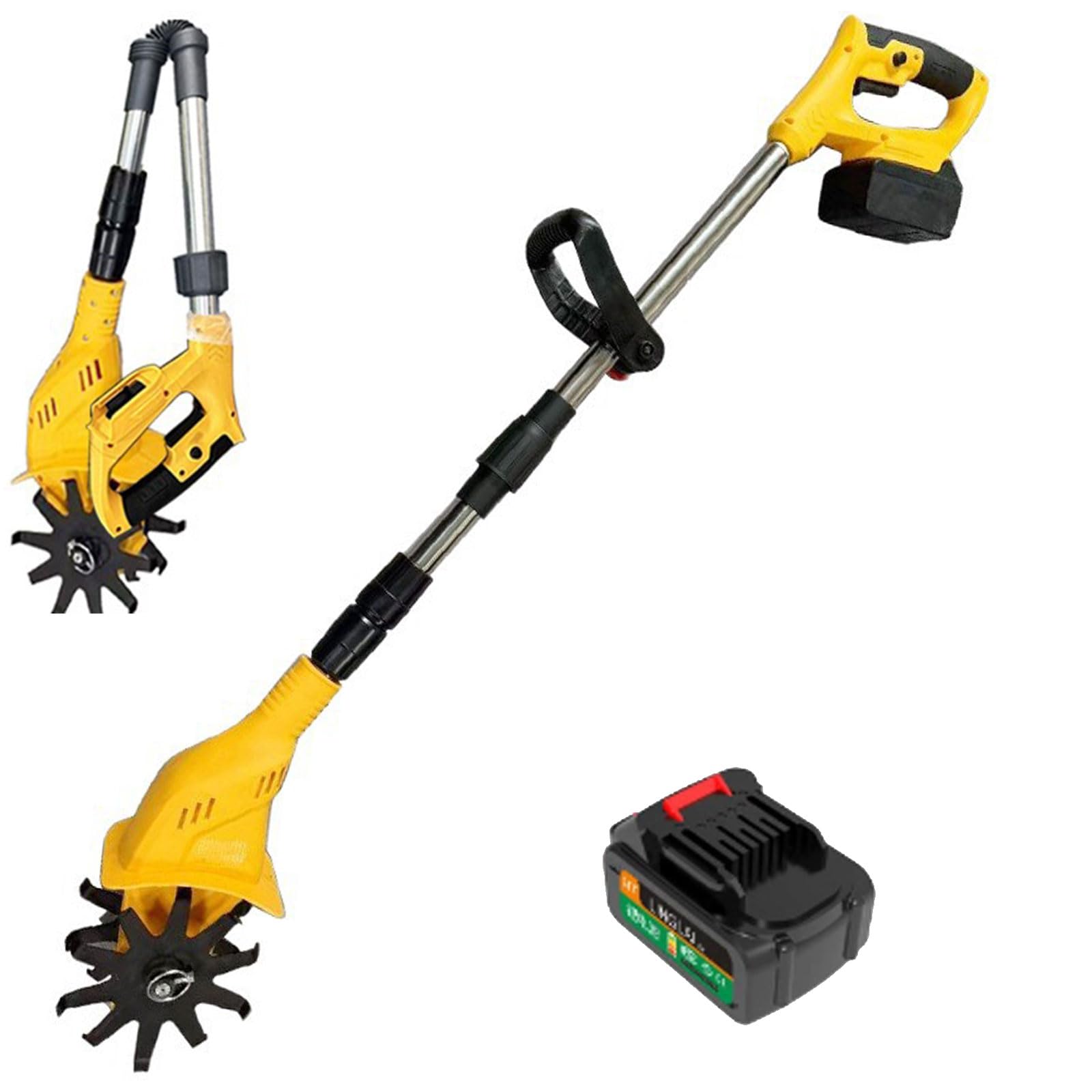 Motobineuse Électrique Rotavator, Motobineuse de Jardin Pliable sans Fil avec Batterie, Outil À Main Télescopique, Cultivateur Électrique sans Fil pour Ferme, Cour, Pelouse One Battery