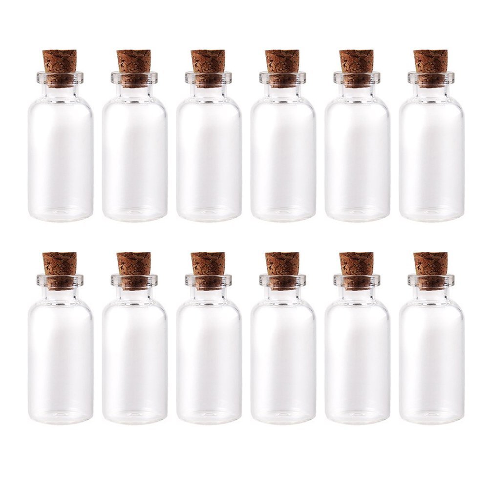 MIGK trade; Small Glass Mini Bottles 5ml Jars with Cork Stoppers 24 Pack