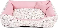 Cama para Cachorro Médio 60X50 Com Zíper Estampa Floral Rose
