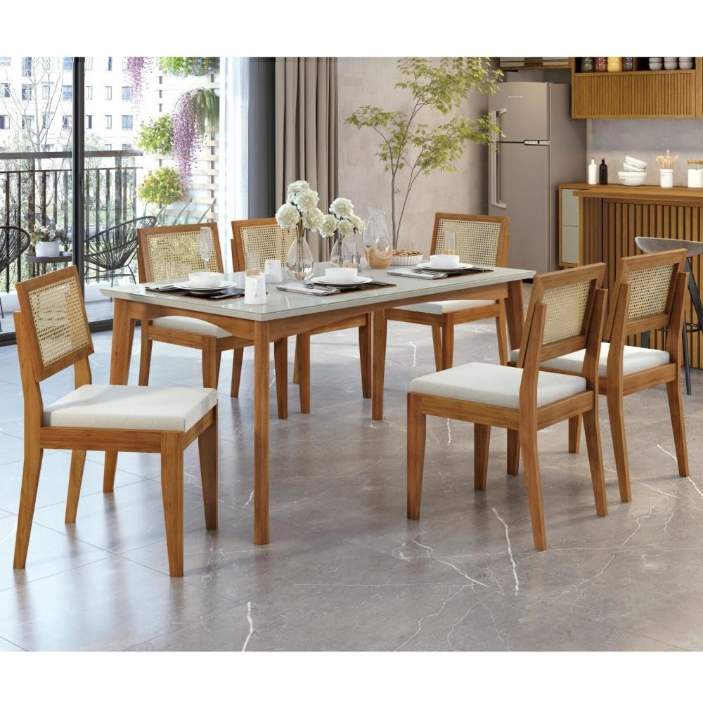 Conjunto Sala de Jantar Mesa Monalisa com 6 Cadeiras Rainha Mel