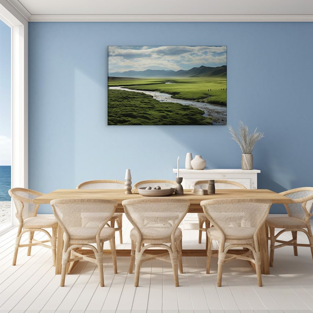 Canvas for Living room. Verdant Serenity: Tranquil Vistas and the Grandeur of Nature, 27 x 18 inch Canvas Wall Art - Ready to Hang
