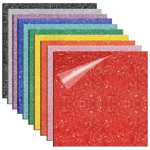 Wonninek Acryl Kunststoffplatten, 10 Stück Glitter Farbige Acrylplatten, 3mm Dicke Acrylplatten zum Laserschneiden, Für DIY Schmuck Kunsthandwerk Bilderrahmen Schilder Ausstellungsprojekte 20 x 20 cm
