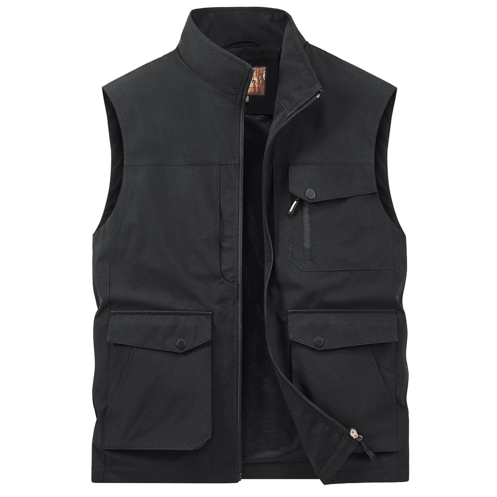 Veste de survêtement homme gilet camping sans manches poches pratiques extérieur coton chasse randonnée pêcheur