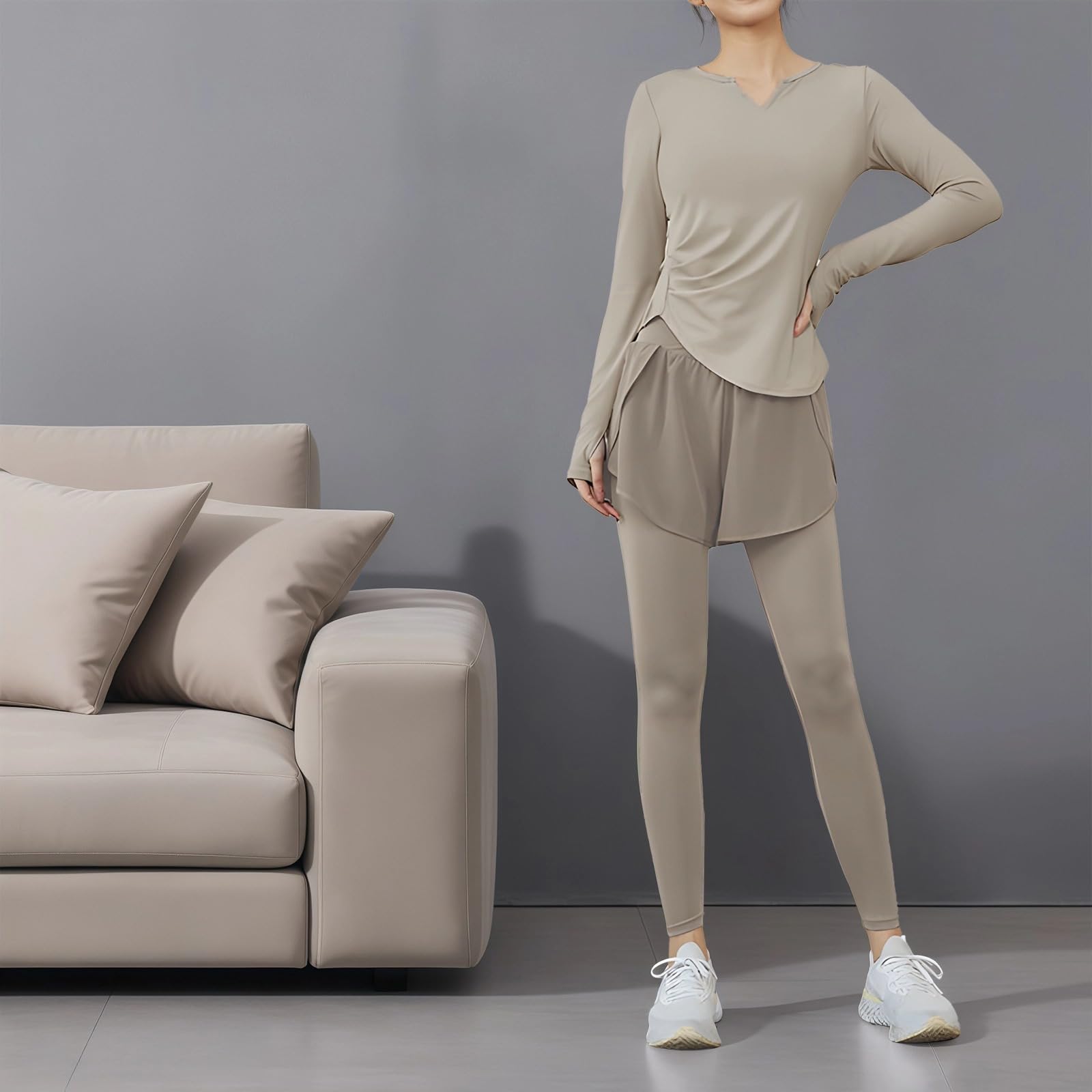 Generisch 3-teiliges Workout-Set für Frauen in XXL, Fitness-Outfit mit Jacke, Shorts und Leggings, atmungsaktives fusselfreies Material, ideal für Yoga und Fitnessstudio