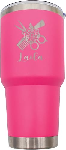 Miniatura 9 de AVITO Vaso de peluquería personalizado de 20 onzas con tapa y pajita, grabado con láser, aislado al vacío, acero inoxidable