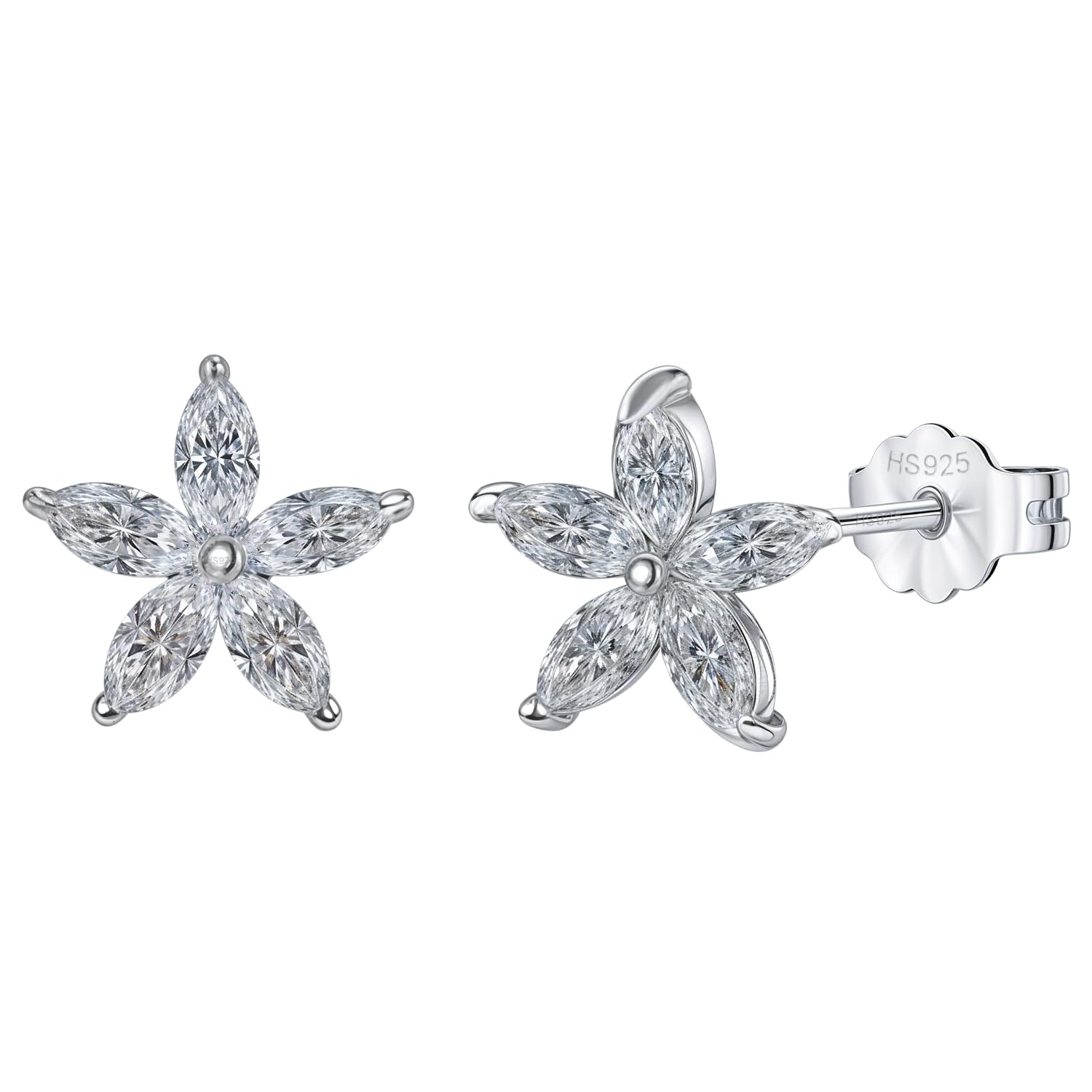 HIGHSPARK 925 Silver Petal Flower Solitaire Earrings | 92.5 Sterling Silver and Diamond like Brilliance Sparkling Zirconia | Lovely Gift - Petal Flower (B0D3QH4X4Z) Amazon Price History, Amazon Price Tracker