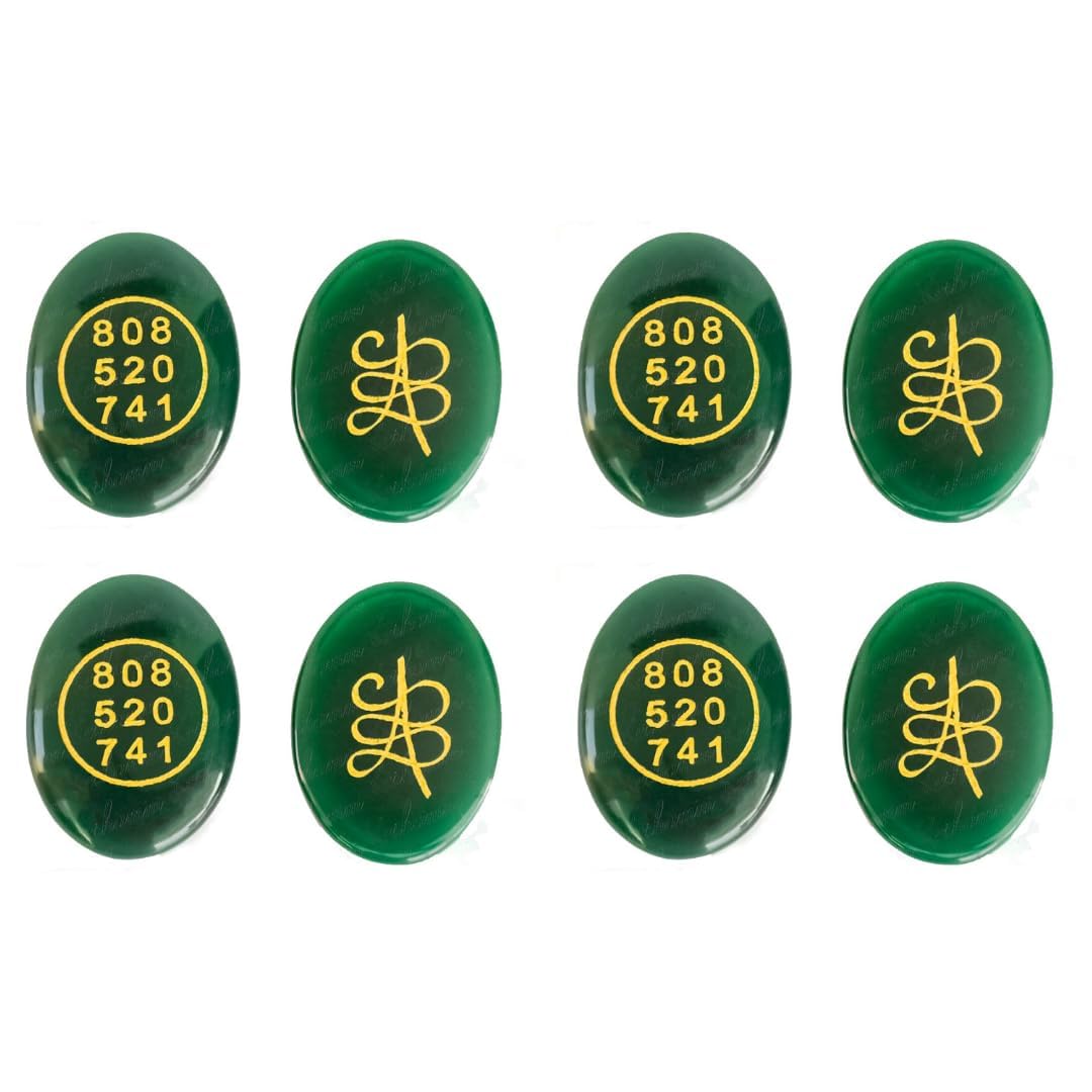 Pre-Energized Green Jade Zibu Coin to Attract Money Cash flow & Wealth. Certified. Angle Number & Zibu Symbol of Abundance. Natural (Non Synthetic) Cabochon Oval Shape Feng Shui (Pack of 4)
