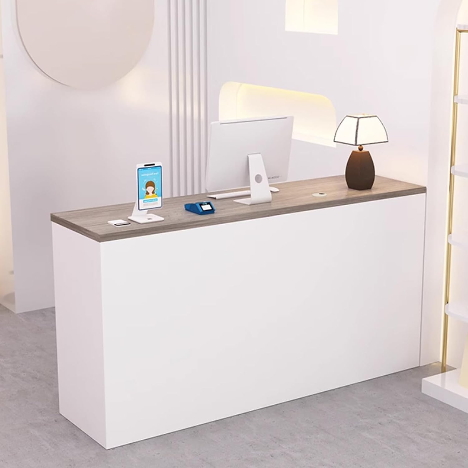 Reception Desk, Retail Counter With Drawers,Desk Reception Counter Simple Front Desk Reception Counter, Office Computer Table With Large Storage Cabinet,Easy To Assemble Front Desk Reception Checkout(