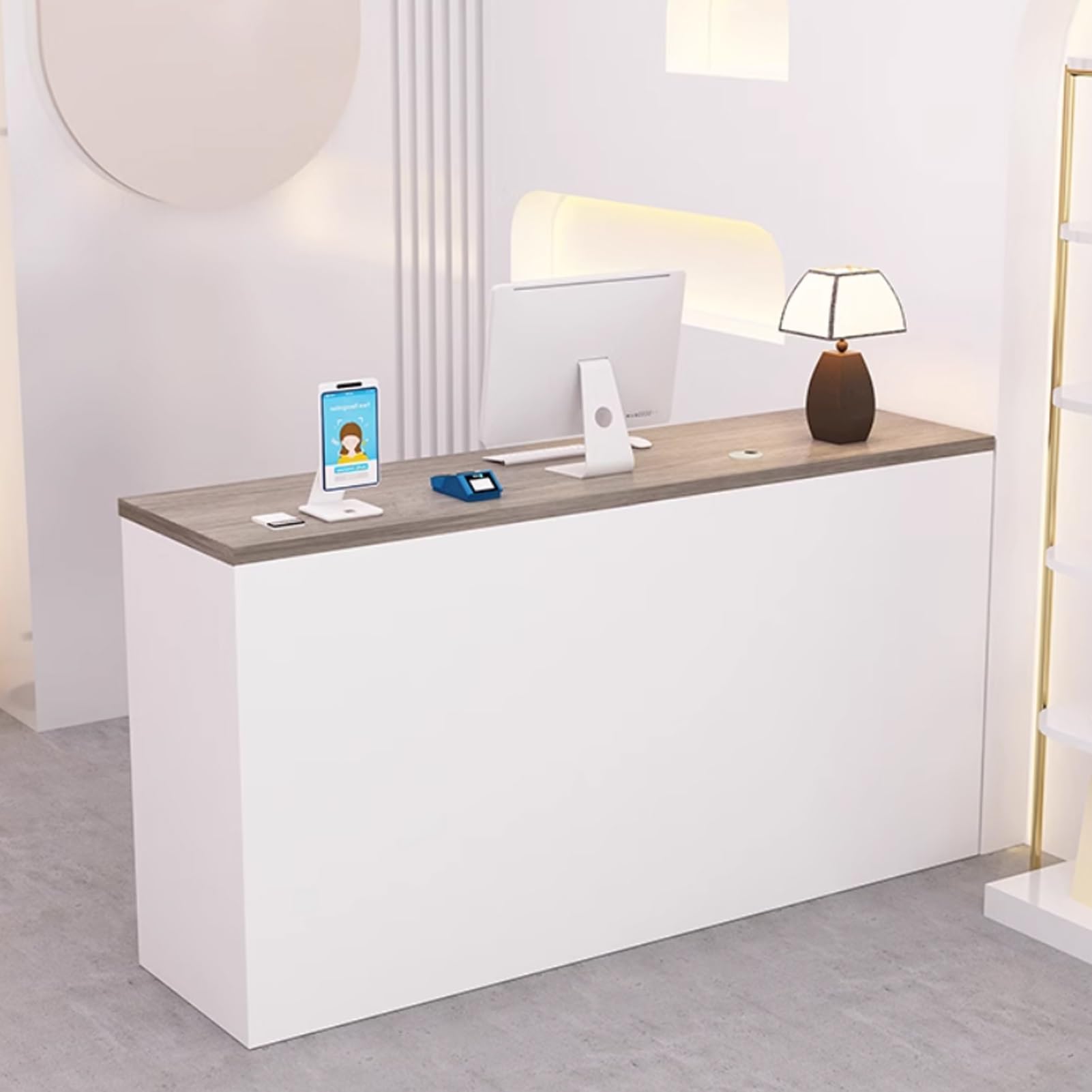 Recept Desk con Ders, Tavolo Cuter Ufficio, Semplice Contatore Recept, Facile Assemblaggio, Armadio Lar Sto, Ideale per Aziende e Aree Recept