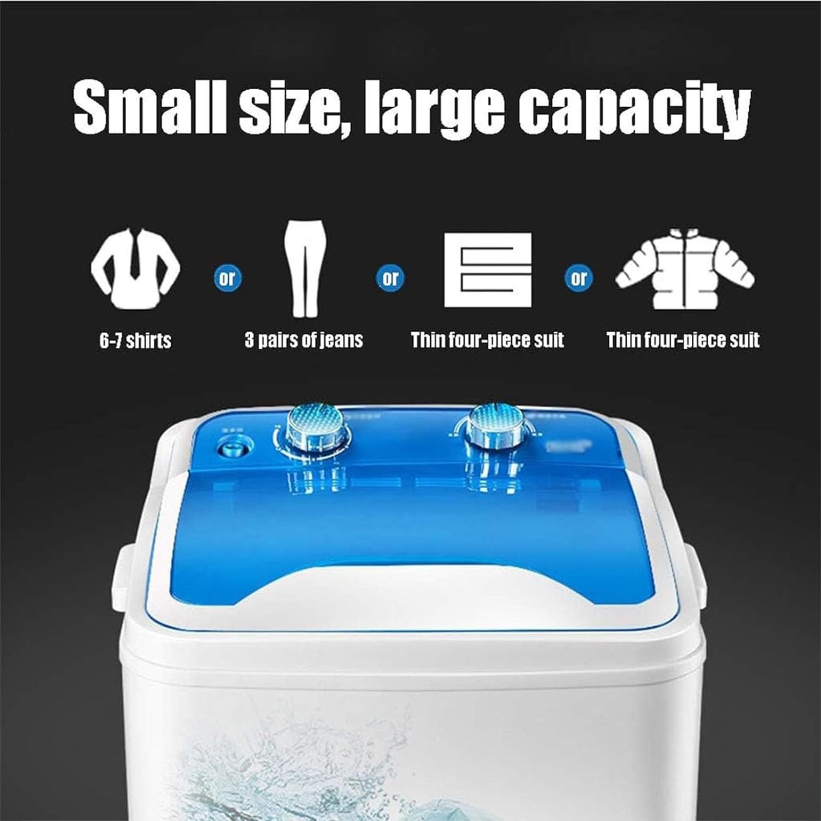 Lavadora Portátil de Carga Superior Compacta 7KG con Programación de Lavado y Deshidratación, Limpieza Profunda