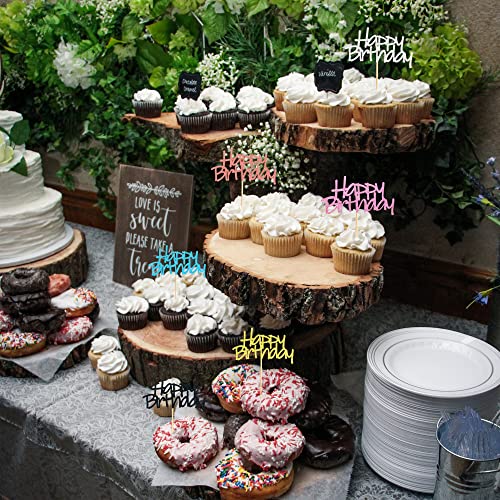 Arthsdite 24Pcs Happy Birthday Cupcake Toppers 6 Colors Mixed Cake Food Fruit Picks For Celebrating Birthday Party Decoration Supplies #TOP3