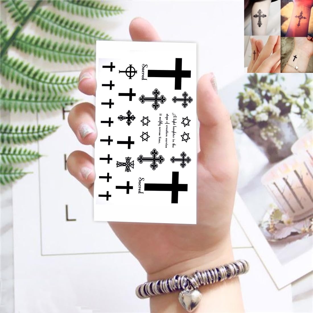 Simple Black Cross Design Temporary Black Tattoo Stickers For Male And Female Fake Tattoo Waterproof body Art-image-26