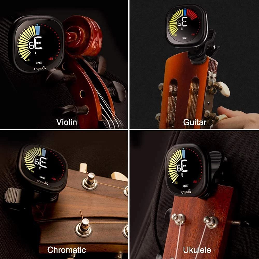 Akumulator Tuner gitarowy Clip On Tuner do strojenia chromatycznego gitara skrzypce Ukulele, akcesoria gitarowe