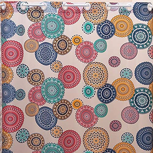 Cortina Box para Banheiro PVC Antimofo Estampada Mandala 1,40 x 1,98 cm com Ilhós para Varão 1,20 Me