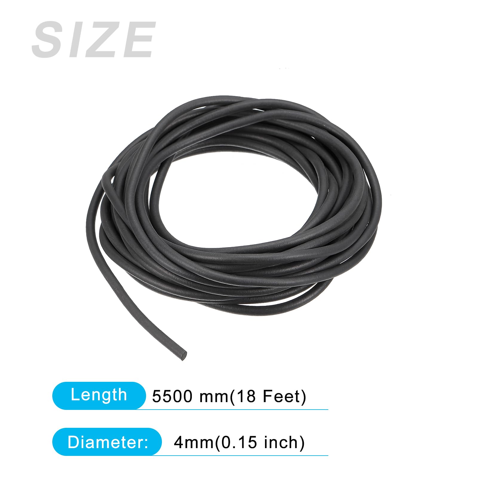 METALLIXITY Sponge Rubber Sealing Strip (18Ft x 0.15" W), Round Solid Seal Watertight Weatherstripping - Image 2