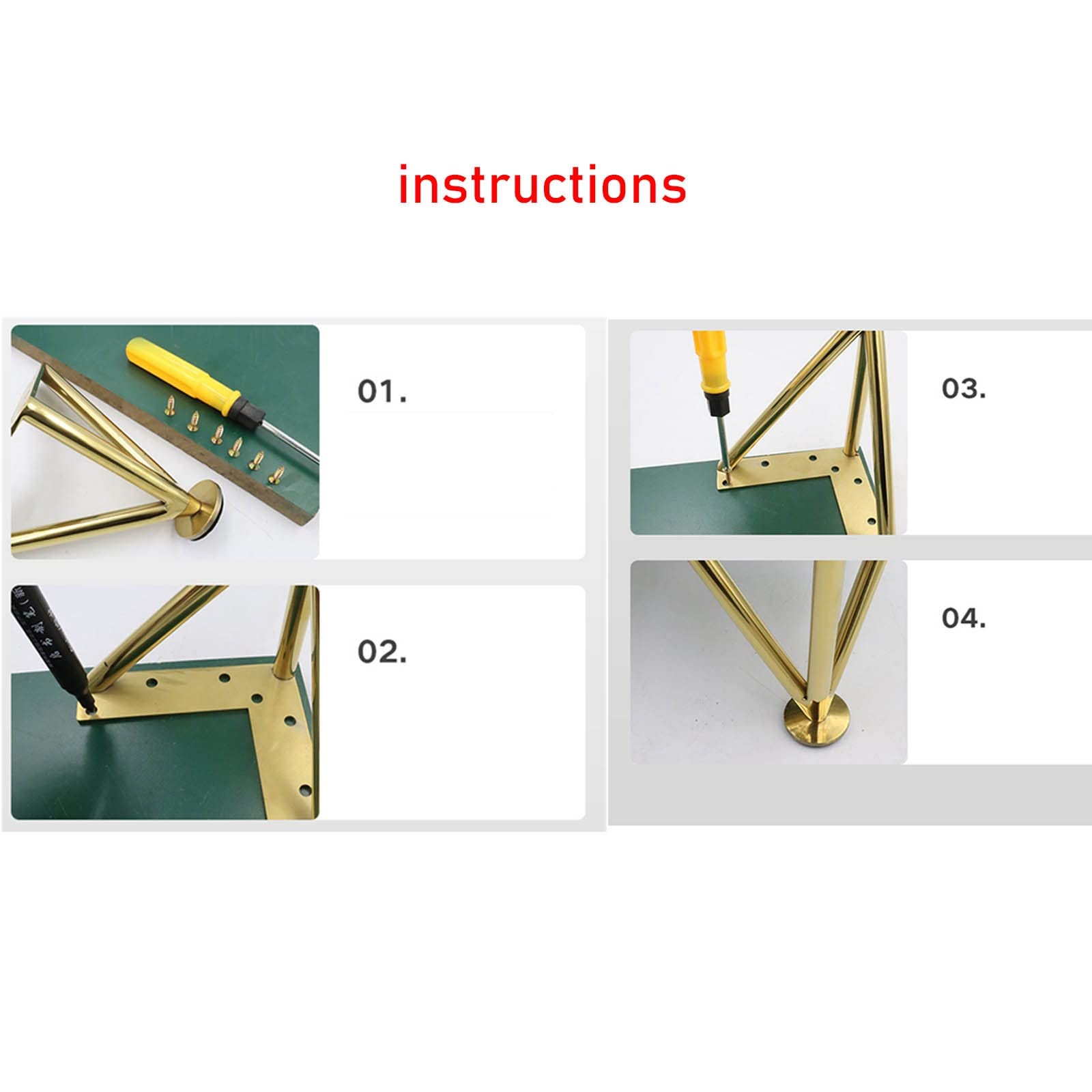 Patas para Muebles Metal Mesa Pies Patas de Metal Dorado Acero Inoxidable Reemplazable para Sofás Gabinete Sofá Silla Mesa de Centro 4 Piezas(Size:15cm(5.9in))