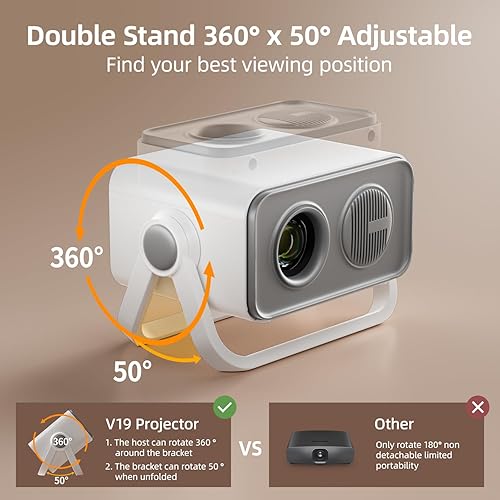 Miniatura 2 de BKZ Mini proyector portátil de enfoque eléctrico Keystone automático de 360° ajustable de 360° con Bluetooth 5.4, soporte de 1080P, compatible con