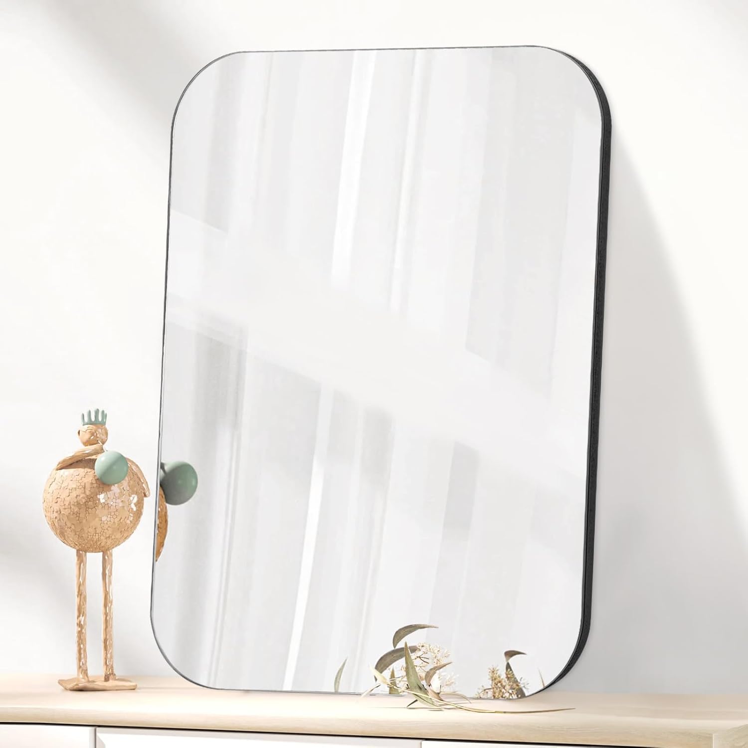 Wall Mirror for Bathroom Large Frameless Mirror for Wall Decor Silver Hanging Mordern Rectangle Mirror Mordern for Living Room Bedroom Entryway Hallway Decorative 50x40cm
