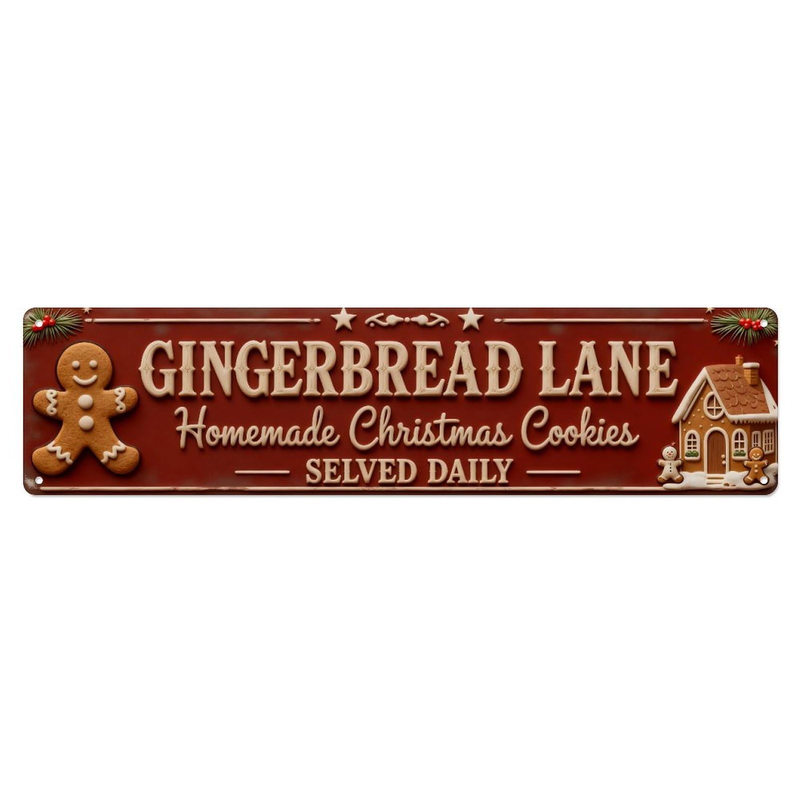 Gingerbread Lane Christmas Cookies House Tin Sign Vintage Metal Sign Home Bar Garden Indoor & Outdoor Wall Decor Retro Metal Poster 4x16 Inch