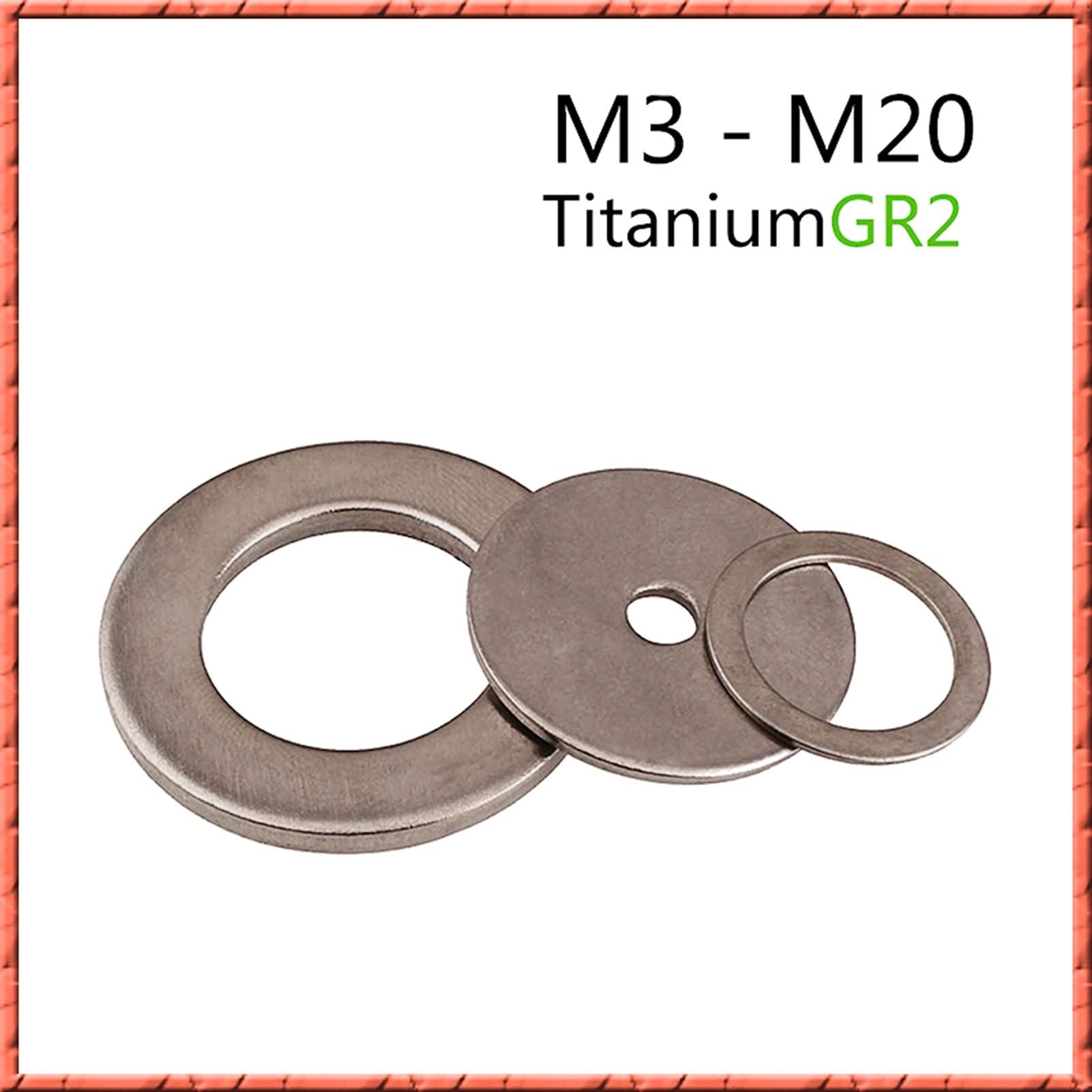 Lnanqing-Dichtscheibe 100 stücke Titanium-Waschmaschine Titan-Plain-Flache Waschmaschine Titan-Legierung GR2 M3-M27, fest und langlebig (Inner Diameter : M24 (20pcs))