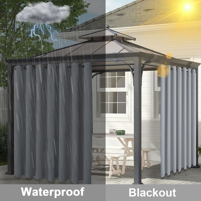 Tende impermeabili per esterni, con occhielli, protezione UV, per patio, balcone, gazebo, spiaggia, casa, 1 pezzo, grigio, 264 x 305 cm