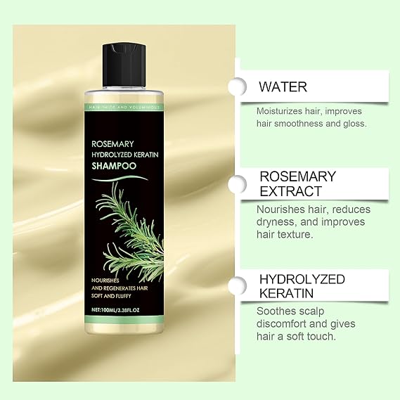 2 Pcs Rosemary Shampoo - Rosemary Hair Growth Shampoo with Hydrolyzed Keratin - Strengthening Hair for Hair Loss - Natural Hair Thickening Sham-poo for Women Men