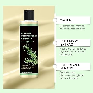 2 Pcs Rosemary Shampoo - Rosemary Hair Growth Shampoo with Hydrolyzed Keratin - Strengthening Hair for Hair Loss - Natural Hair Thickening Sham-poo for Women Men